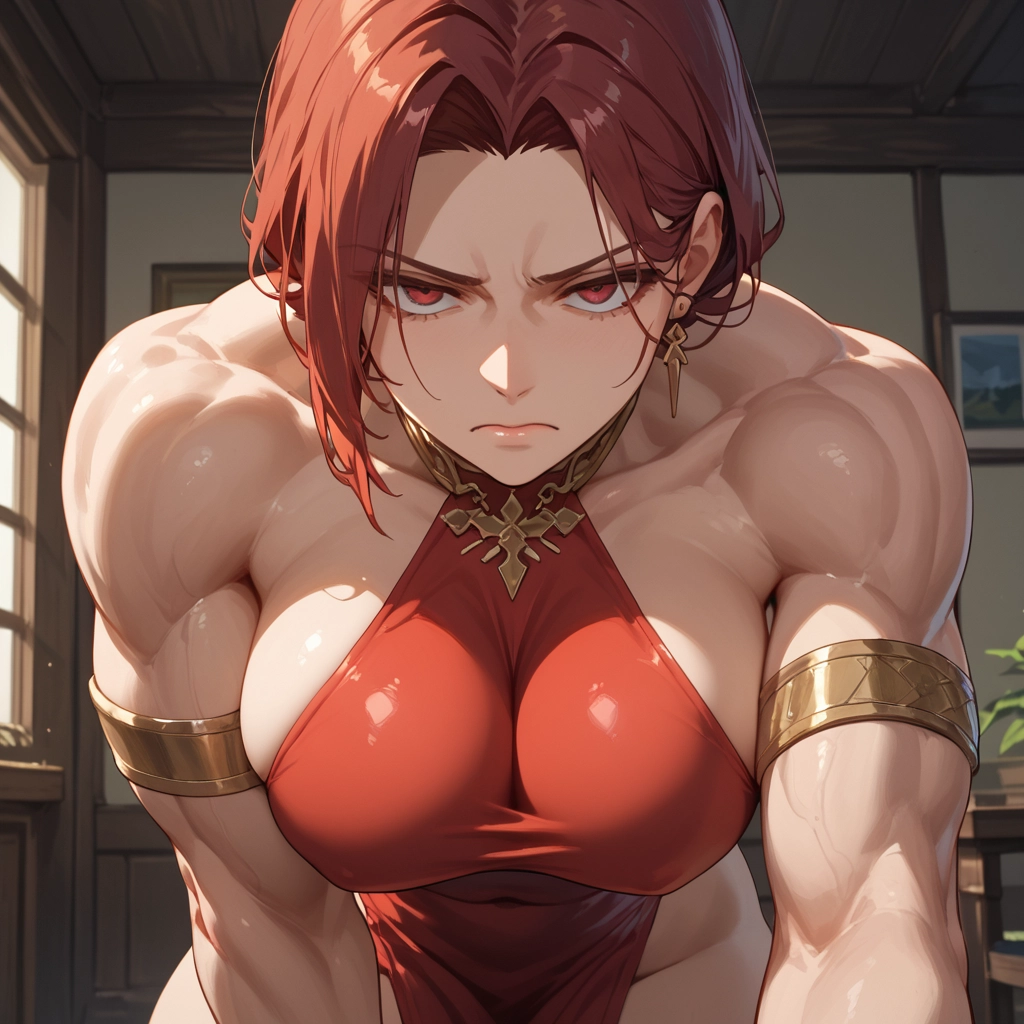 1girl, breasts, muscular, jewelry, earrings, muscular female · Yamete.gg