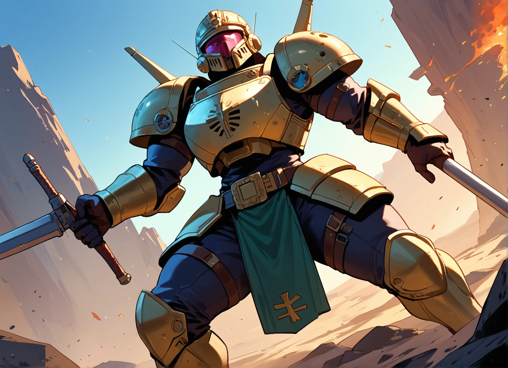 weapon, armor, sword, solo, holding, helmet · Yamete.gg