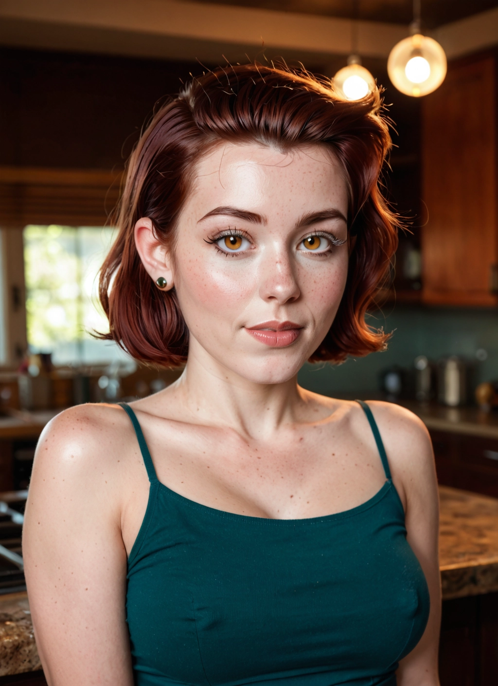 1girl, solo, breasts, jewelry, brown hair, earrings · Yamete.gg