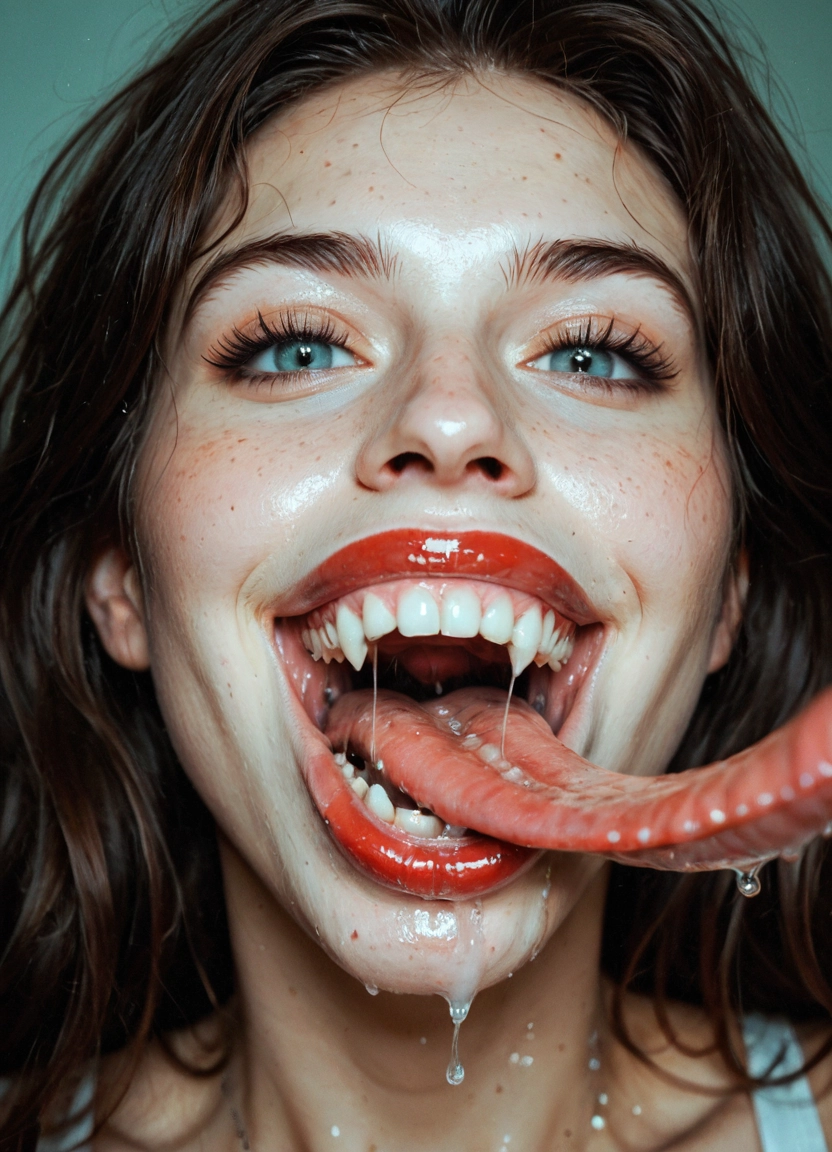 1girl, tongue, realistic, teeth, solo, tongue out · Yamete.gg
