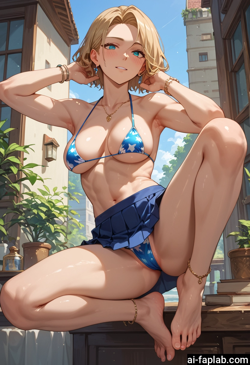 1girl, breasts, barefoot, swimsuit, jewelry, bikini · Yamete.gg