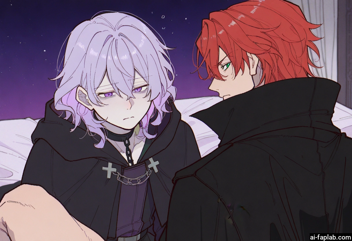 yaoi, multiple boys, 2boys, red hair, male focus, purple eyes · Yamete.gg