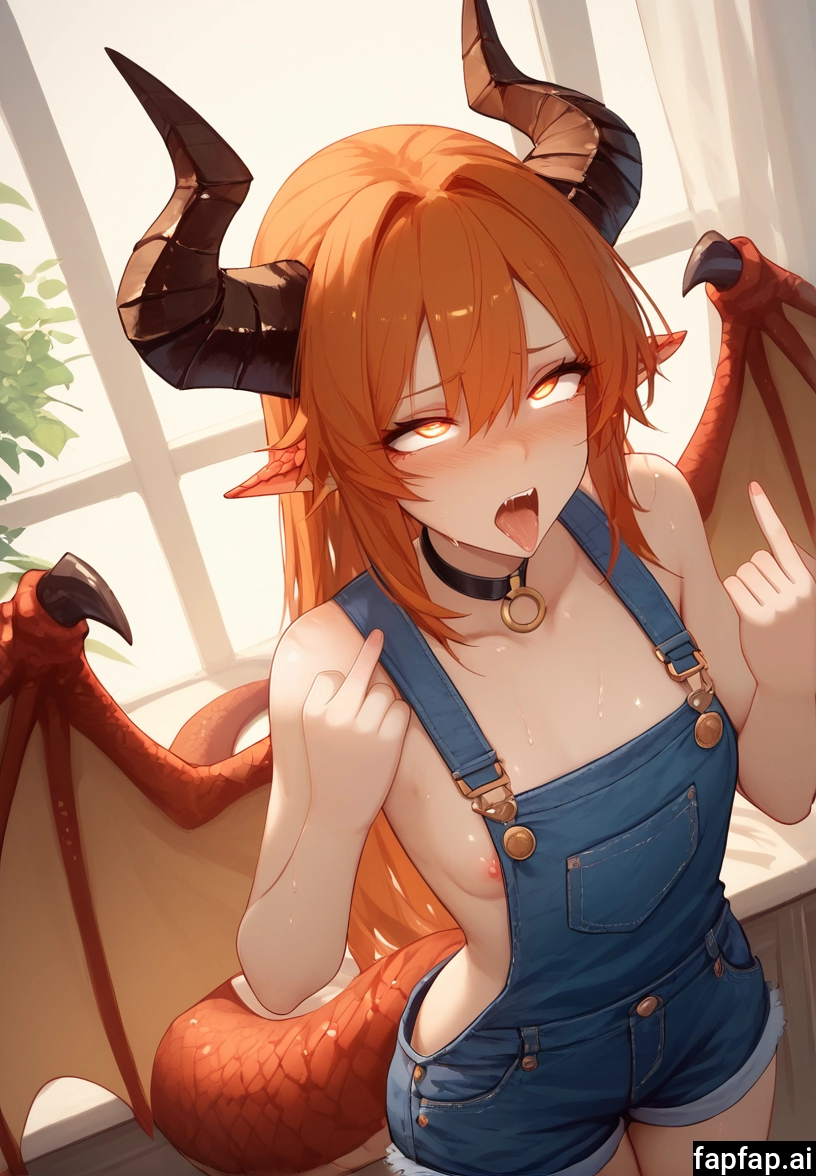 1girl, horns, solo, wings, breasts, long hair · Yamete.gg