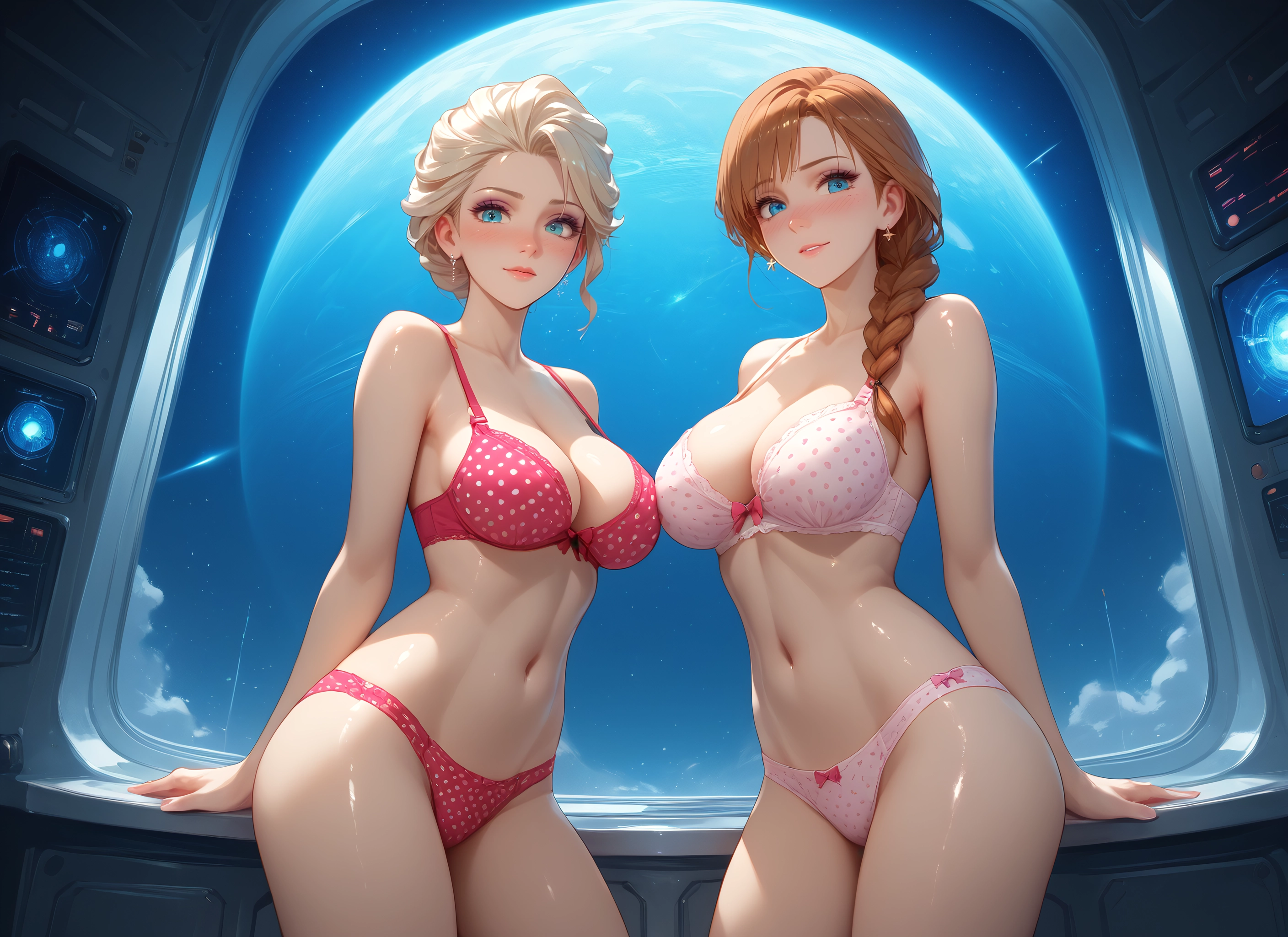 breasts, multiple girls, underwear, 2girls, panties, bra · Yamete.gg