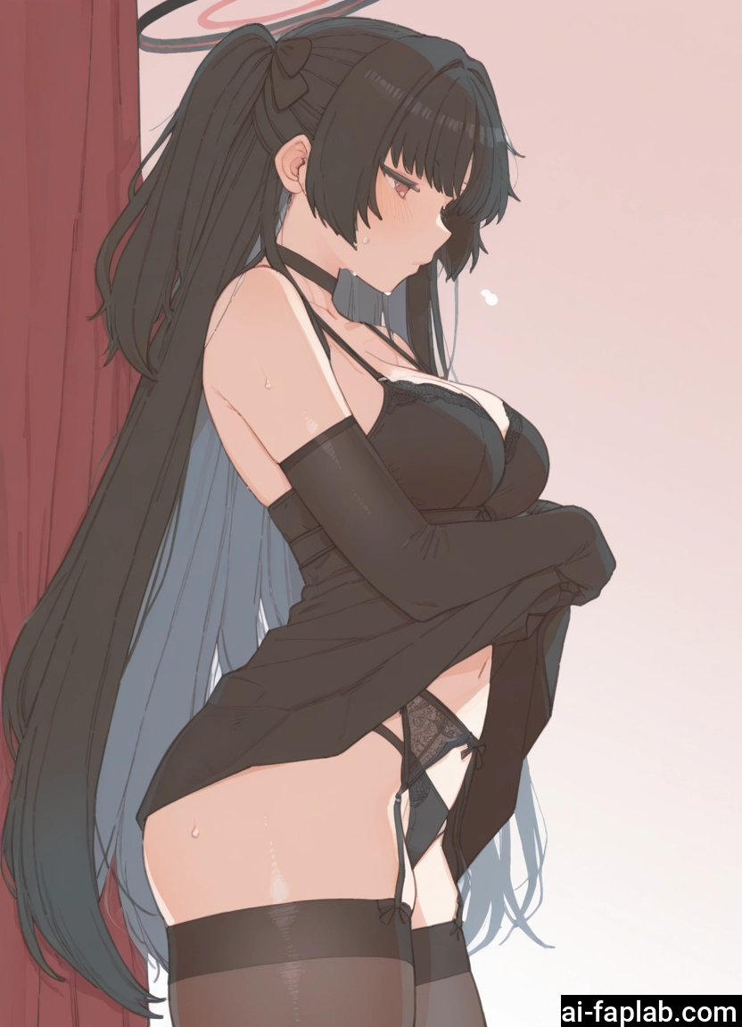 1girl, breasts, long hair, gloves, thighhighs, black hair · Yamete.gg