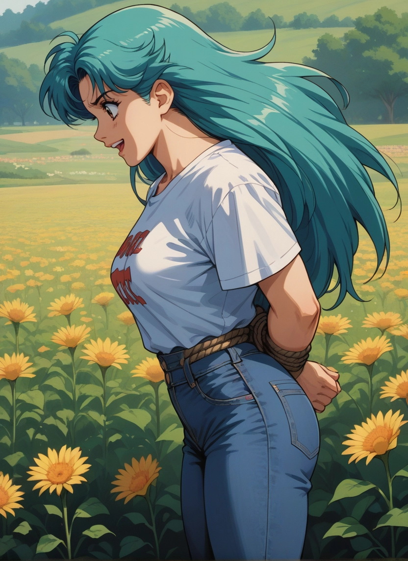 1girl, solo, flower, long hair, pants, shirt · Yamete.gg