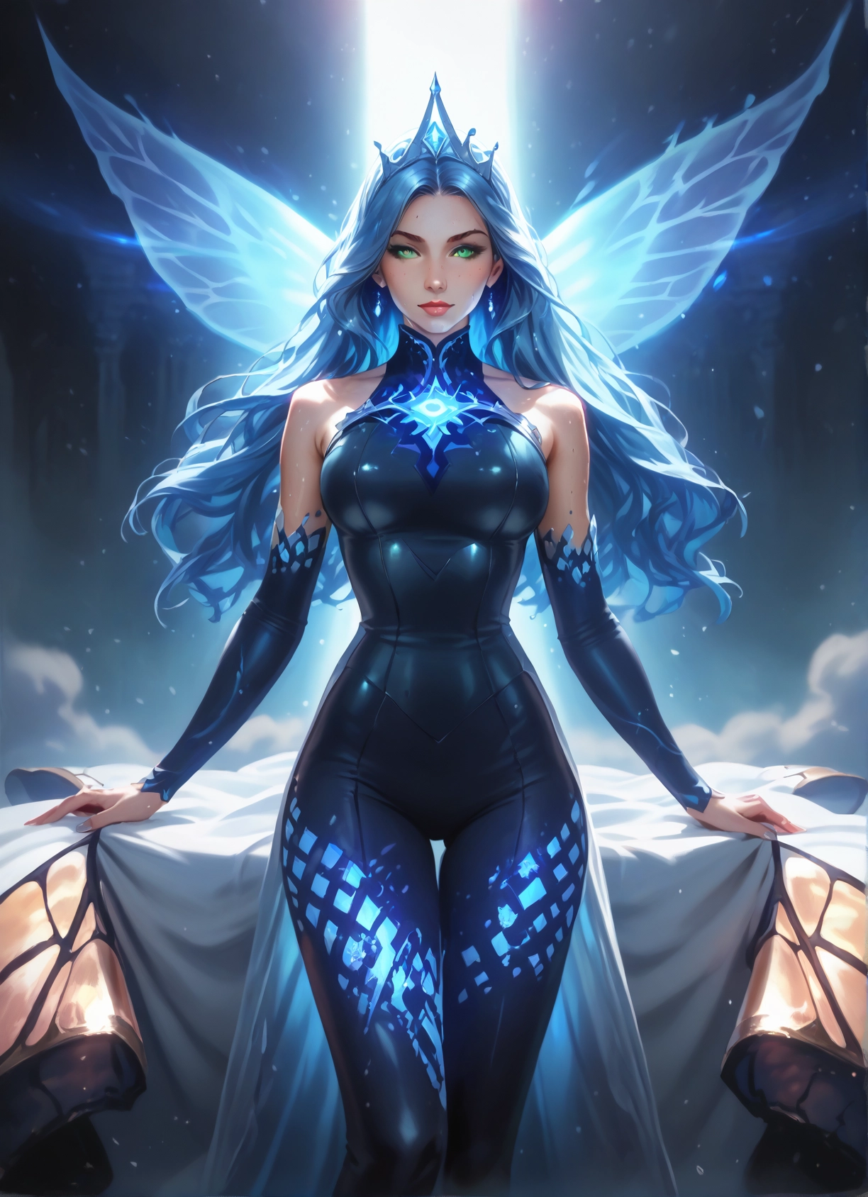 1girl, long hair, solo, wings, breasts, jewelry · Yamete.gg