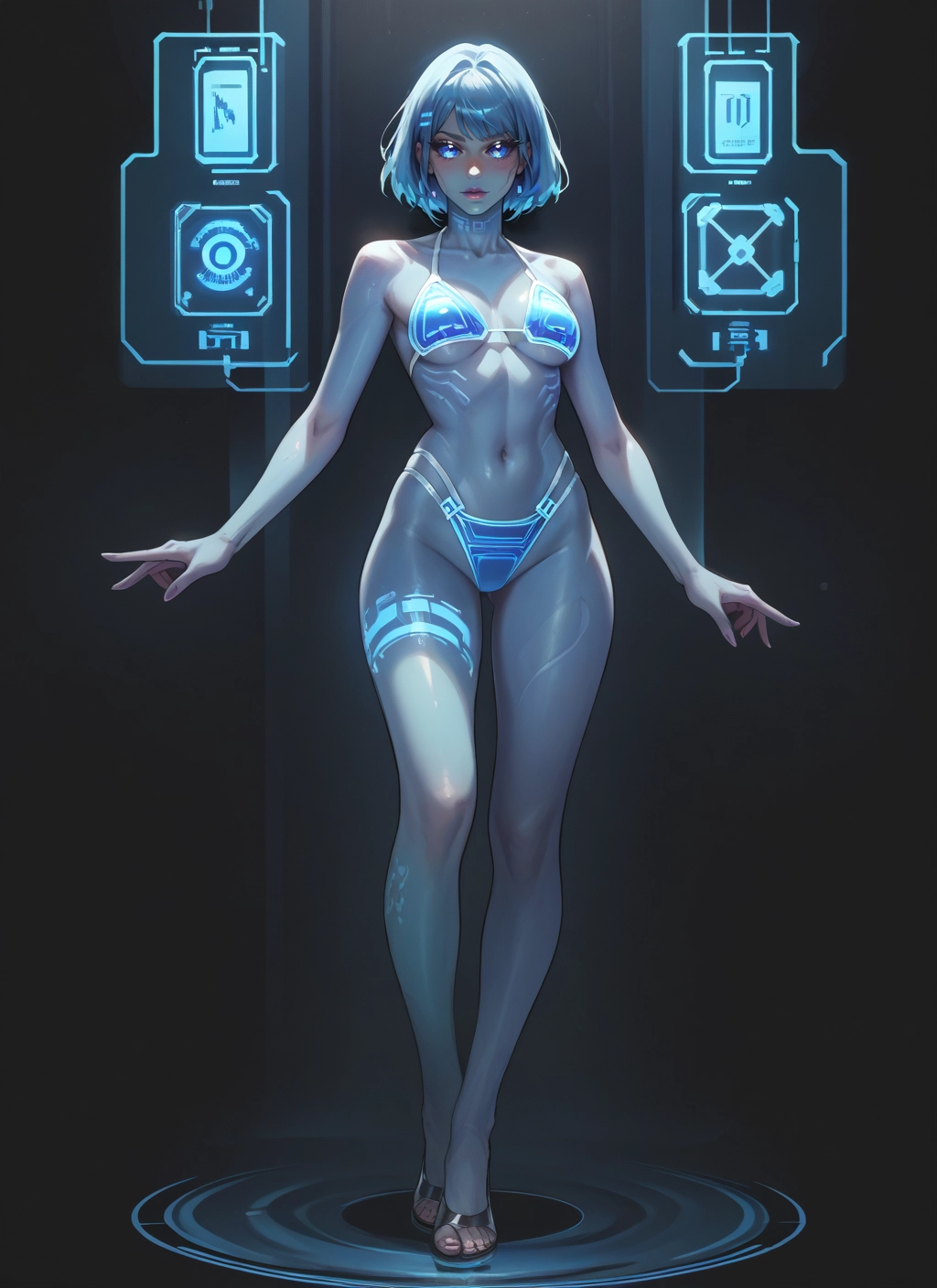 1girl, swimsuit, blue eyes, bikini, solo, breasts · Yamete.gg