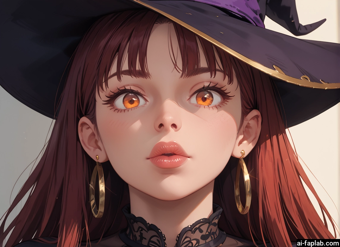 1girl, hat, solo, jewelry, witch hat, earrings · Yamete.gg