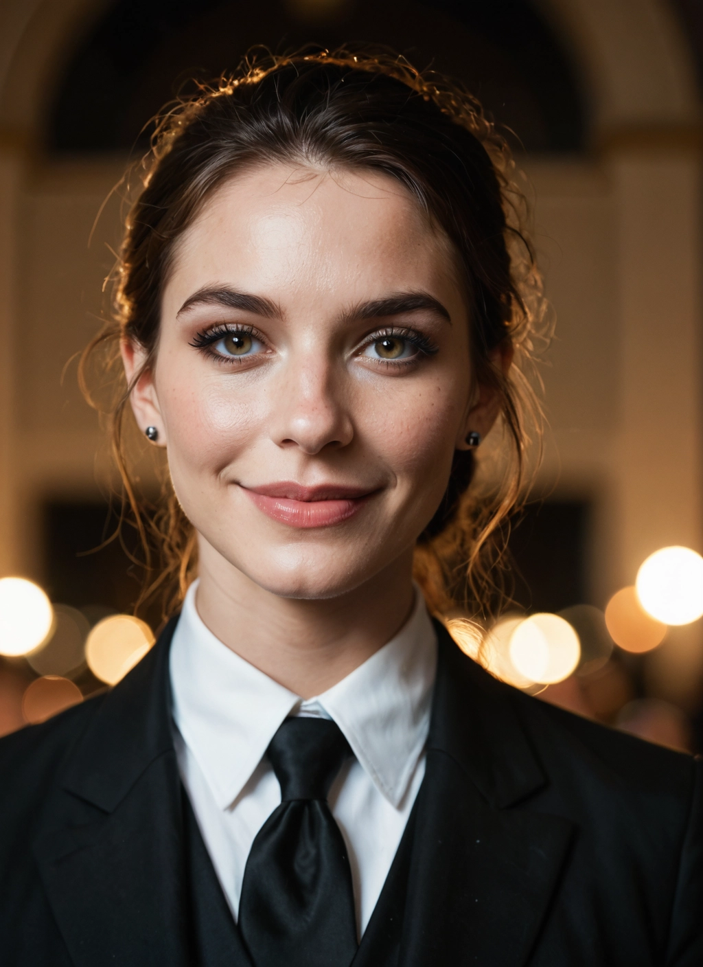 solo, 1girl, necktie, jewelry, earrings, looking at viewer · Yamete.gg