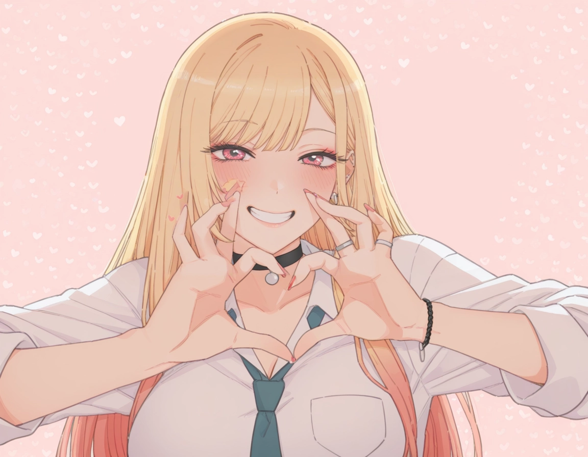 1girl, solo, kitagawa marin, blonde hair, smile, choker · Yamete.gg