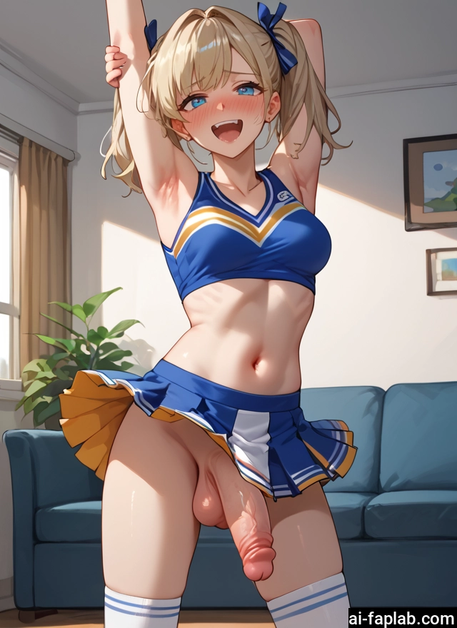 futanari, penis, solo, 1girl, thighhighs, skirt · Yamete.gg