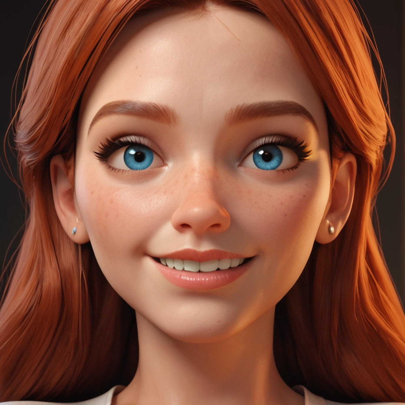 1girl, solo, blue eyes, smile, earrings, freckles · Yamete.gg