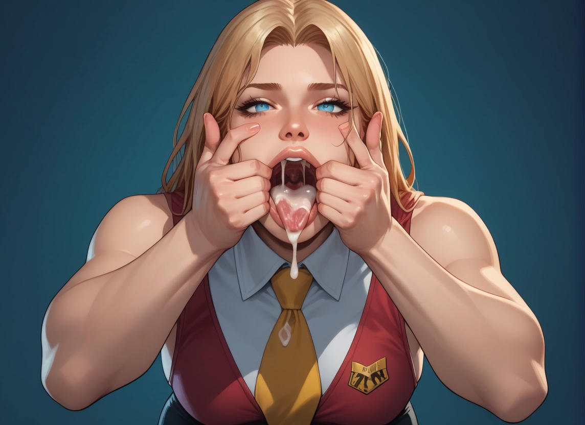 1girl, cum, solo, cum in mouth, blonde hair, blue eyes · Yamete.gg