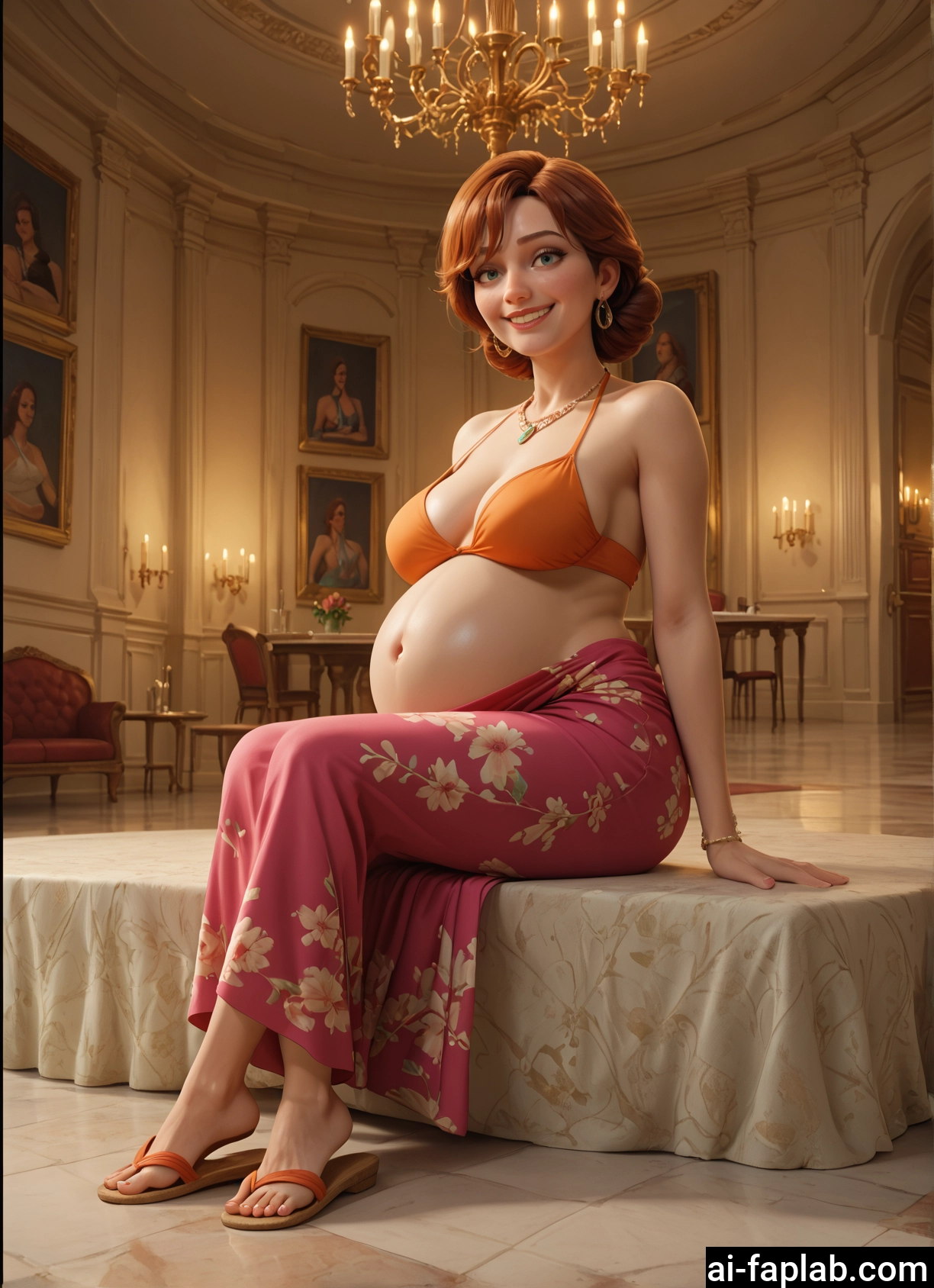 1girl, jewelry, breasts, earrings, pregnant, necklace · Yamete.gg