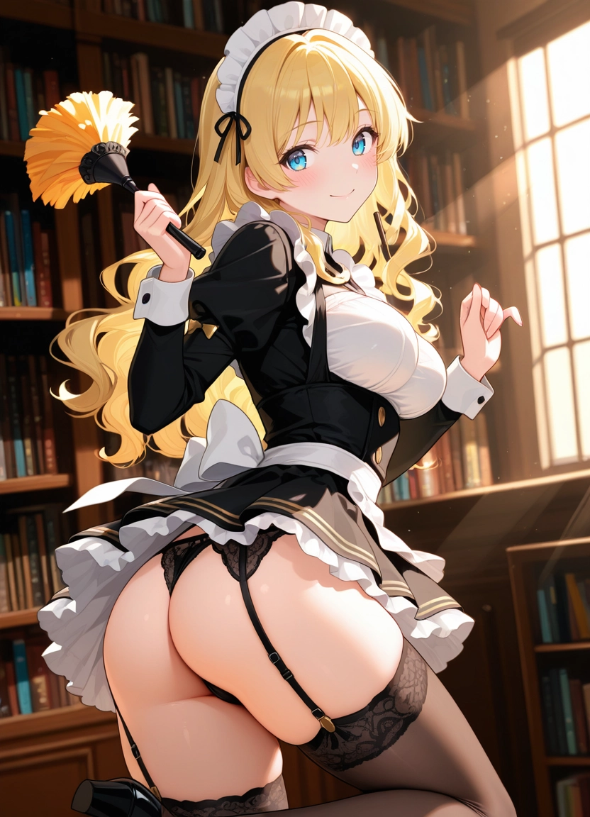 duster, 1girl, solo, maid, ass, panties · Yamete.gg