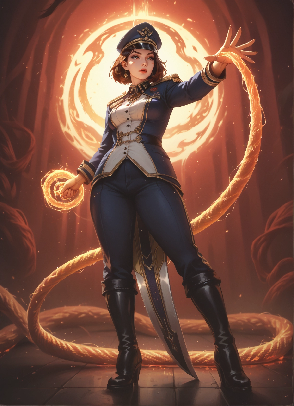 1girl, hat, solo, boots, uniform, military · Yamete.gg