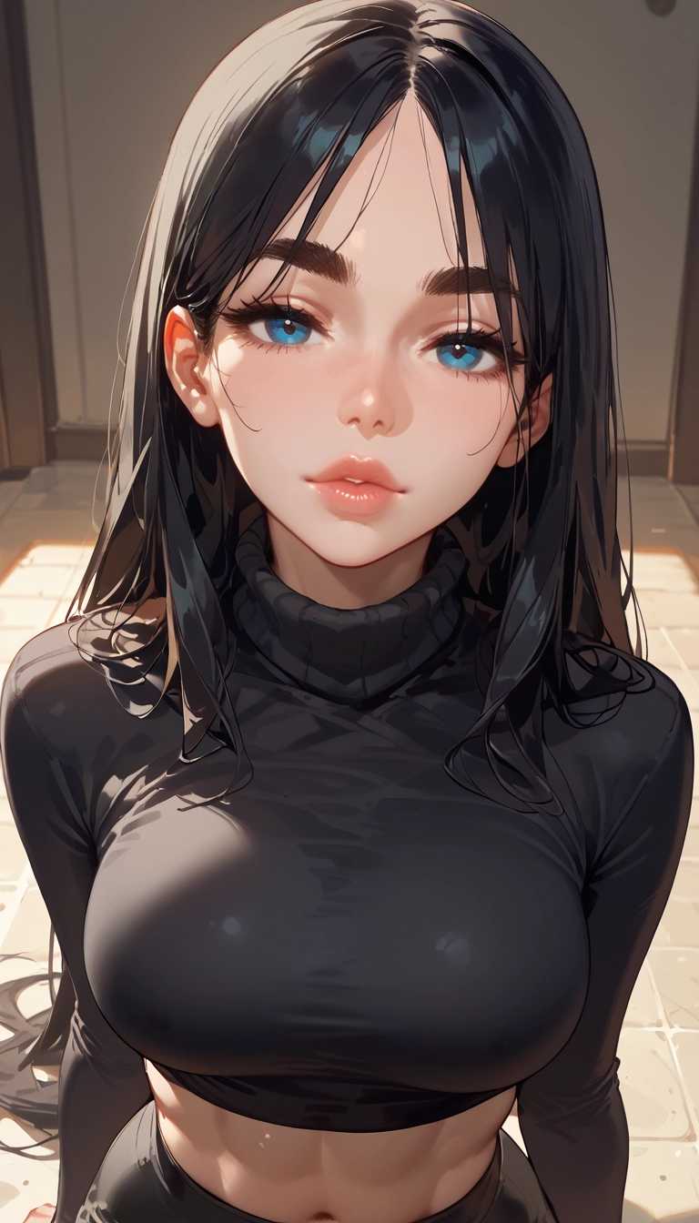 1girl, solo, long hair, looking at viewer, breasts, black hair · Yamete.gg