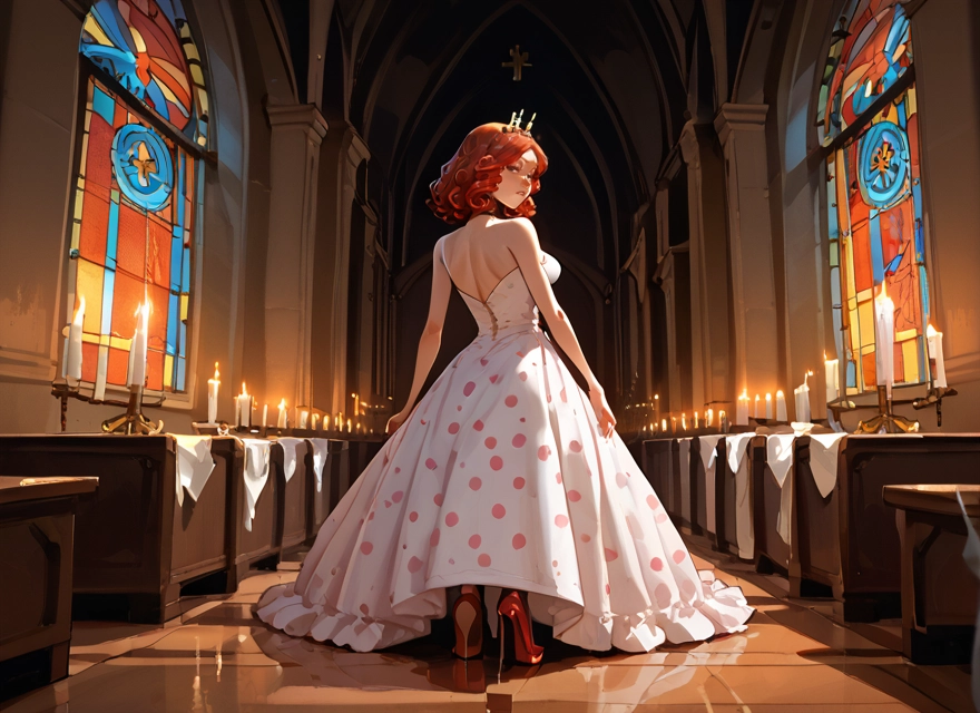 1girl, dress, candle, high heels, solo, white dress · Yamete.gg