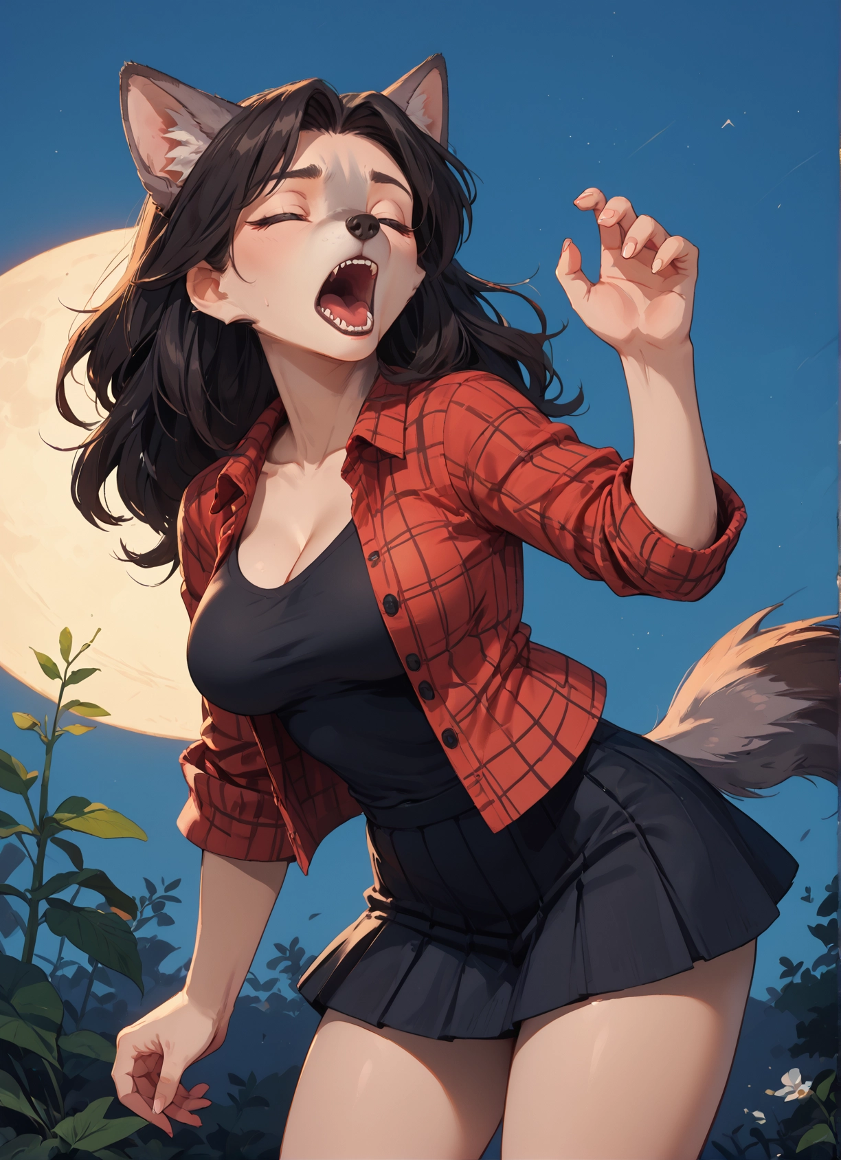 furry, 1girl, animal ears, breasts, tail, skirt · Yamete.gg