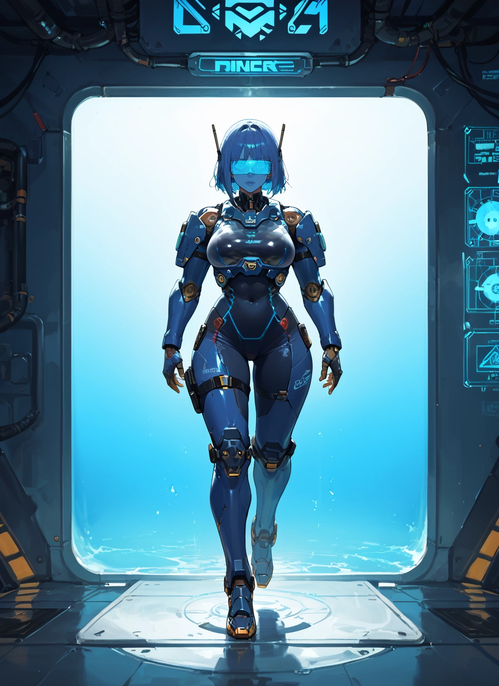 1girl, solo, breasts, bodysuit, short hair, science fiction · Yamete.gg