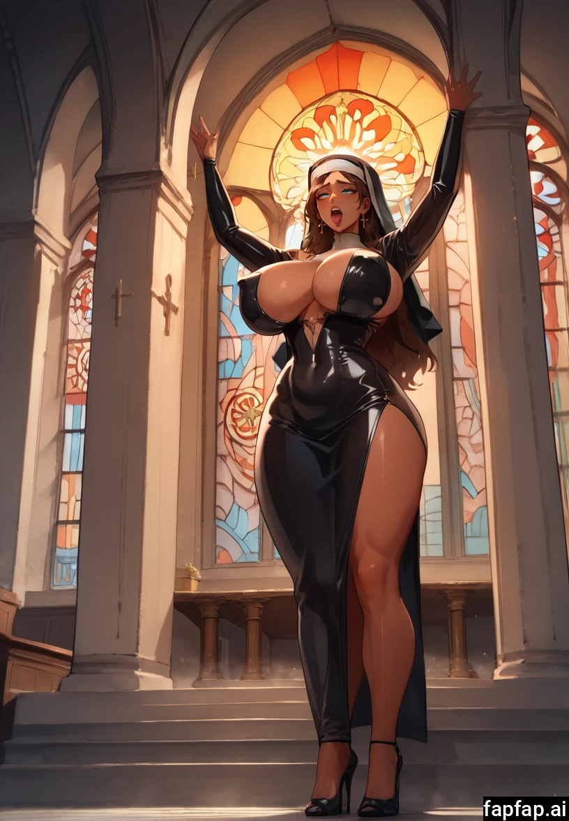 1girl, church, breasts, nun, solo, huge breasts · Yamete.gg