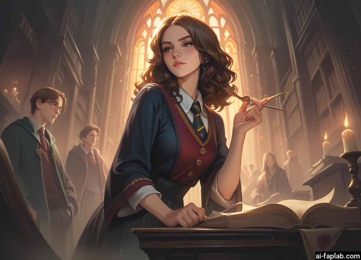 book, 1girl, candle, hogwarts school uniform, necktie, multiple boys · Yamete.gg