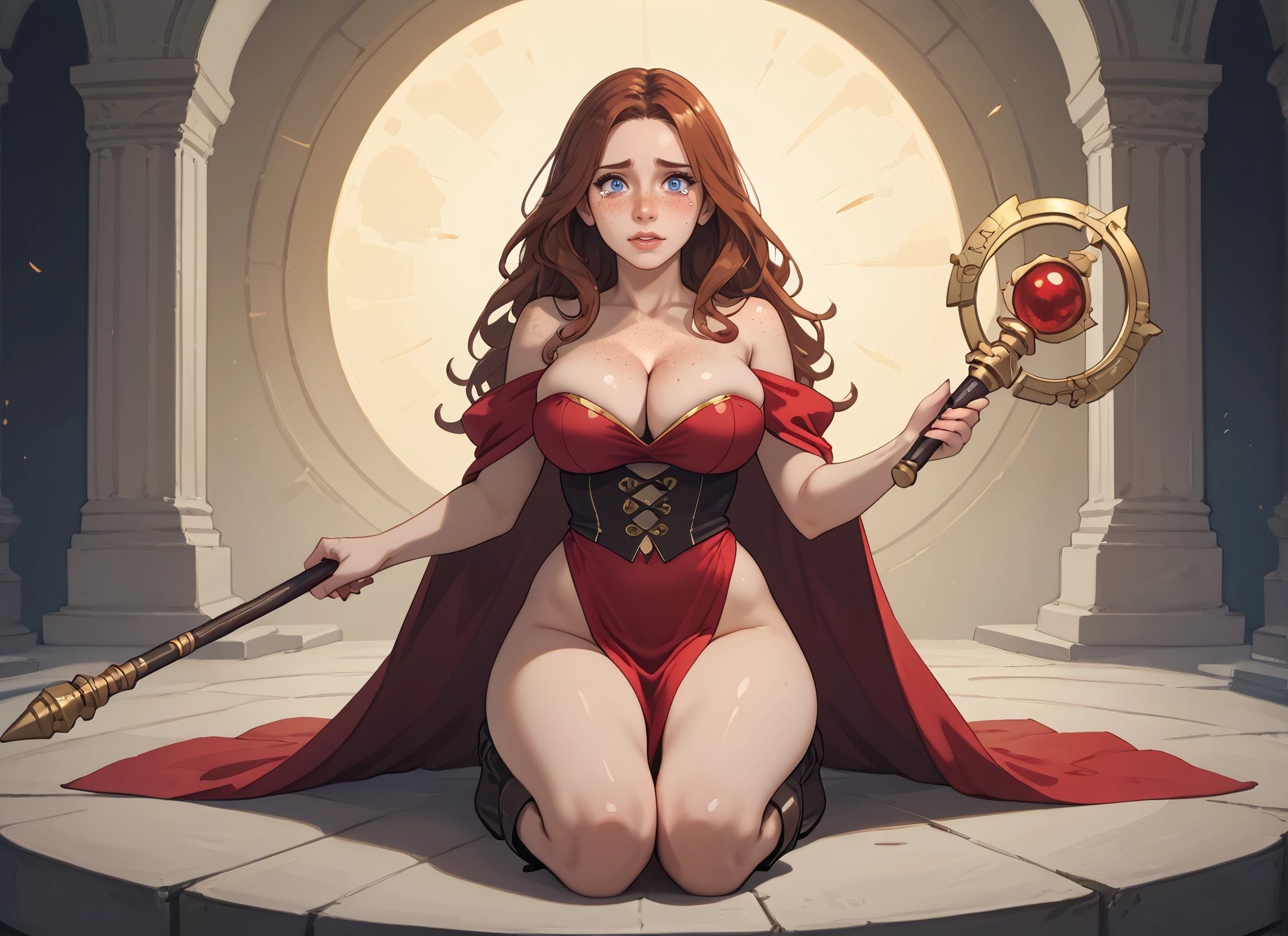 1girl, breasts, blue eyes, brown hair, large breasts, cleavage · Yamete.gg