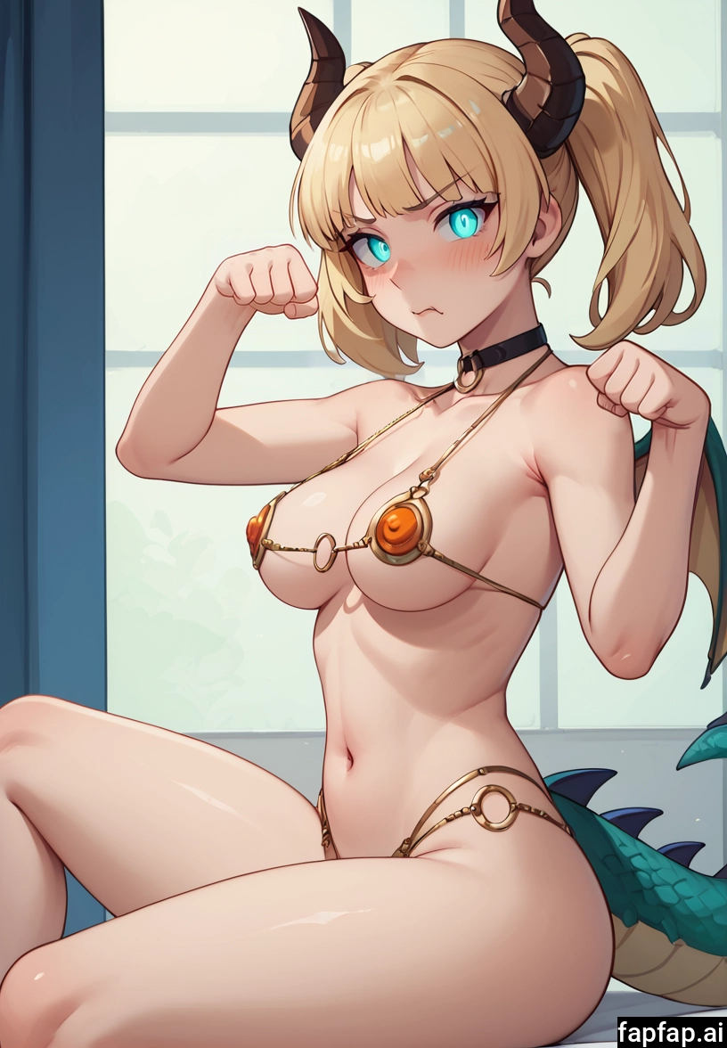 1girl, breasts, solo, blonde hair, horns, tail · Yamete.gg