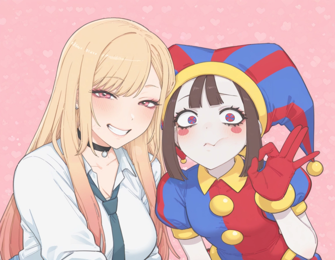 blonde hair, necktie, 2girls, multiple girls, kitagawa marin, shirt · Yamete.gg