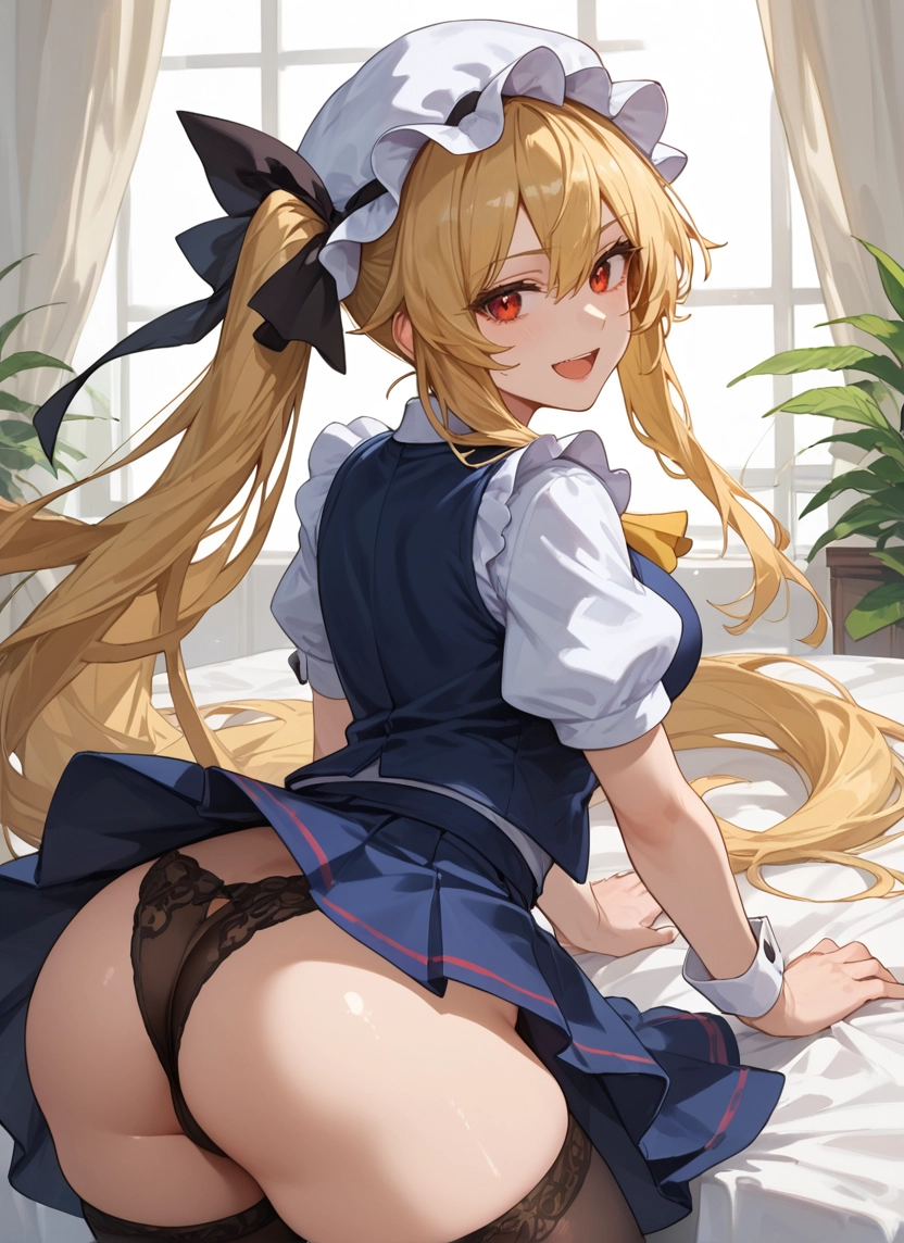 1girl, ass, underwear, panties, thighhighs, long hair · Yamete.gg
