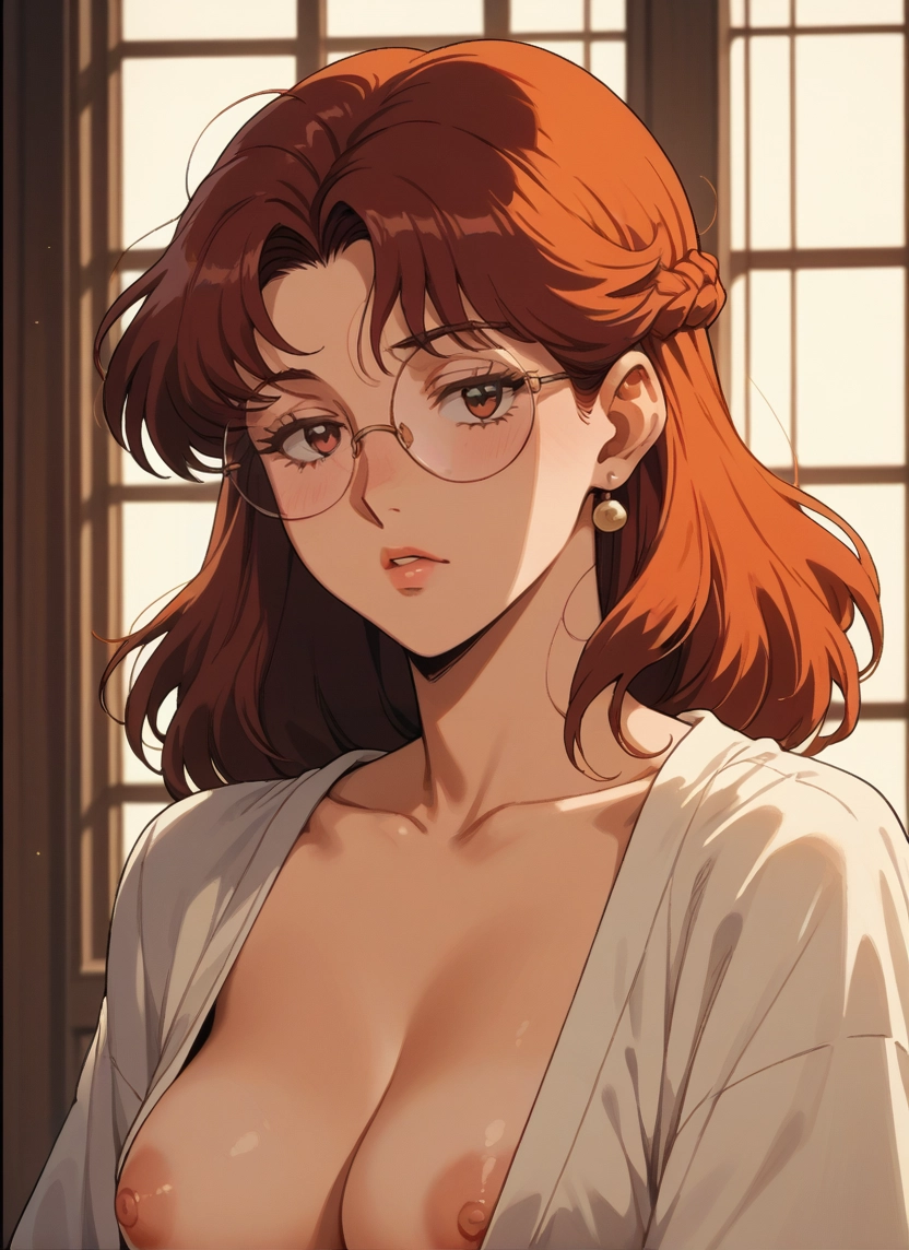 1girl, breasts, nipples, solo, jewelry, glasses · Yamete.gg