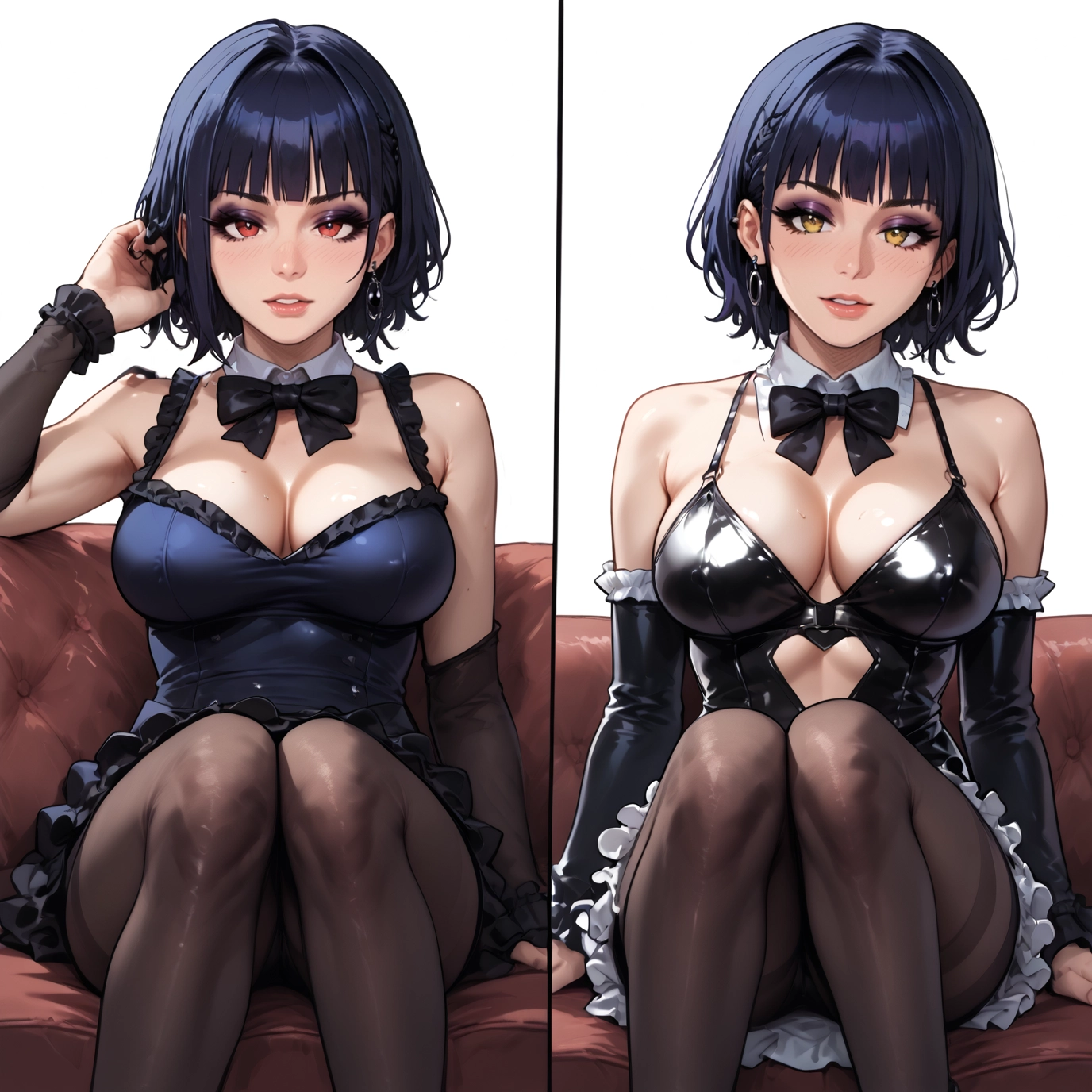 breasts, pantyhose, 1girl, jewelry, short hair, earrings · Yamete.gg