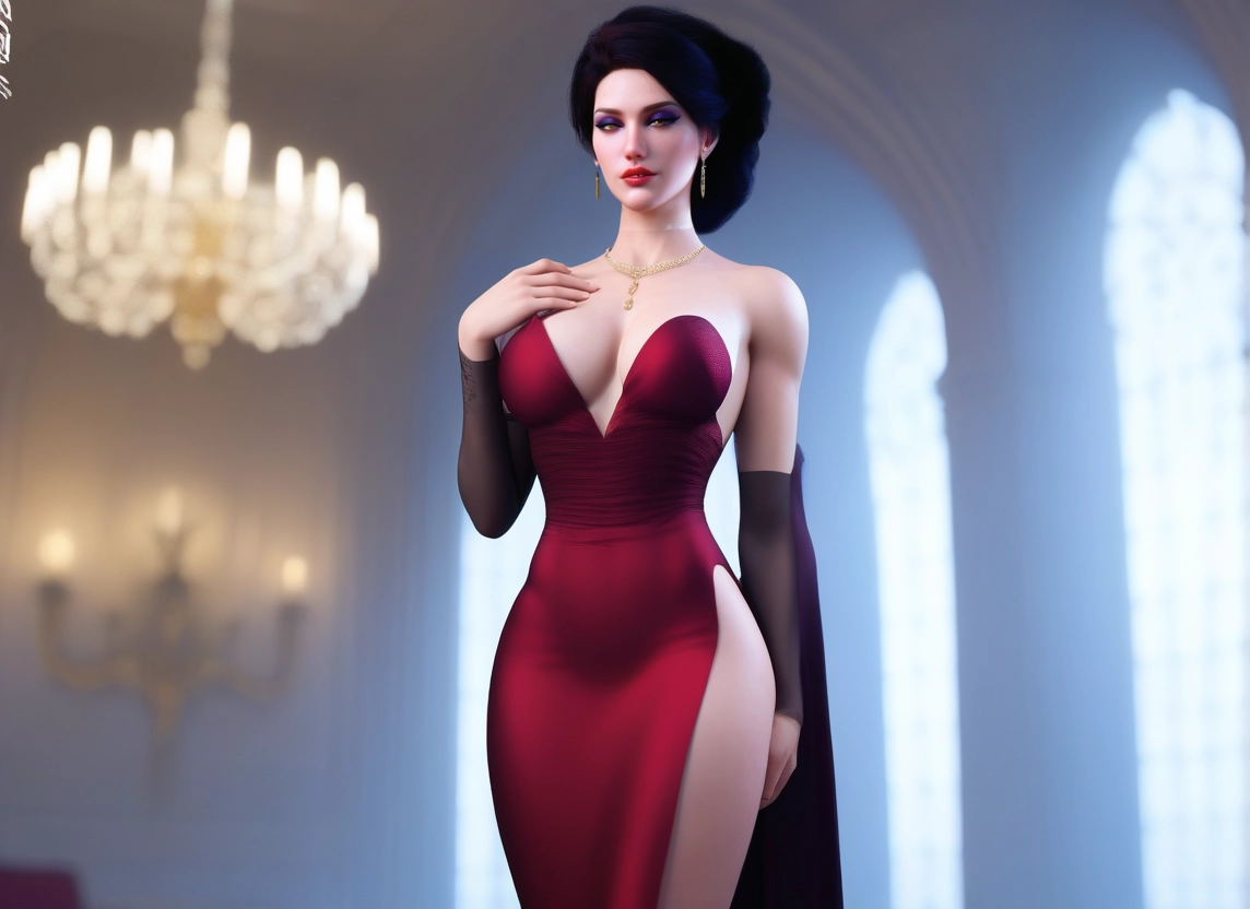 1girl, dress, breasts, jewelry, solo, earrings · Yamete.gg
