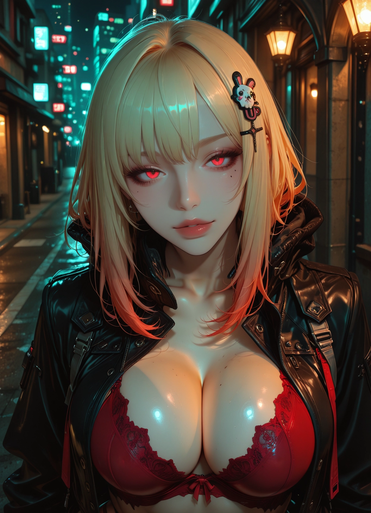 1girl, breasts, underwear, bra, red eyes, looking at viewer · Yamete.gg