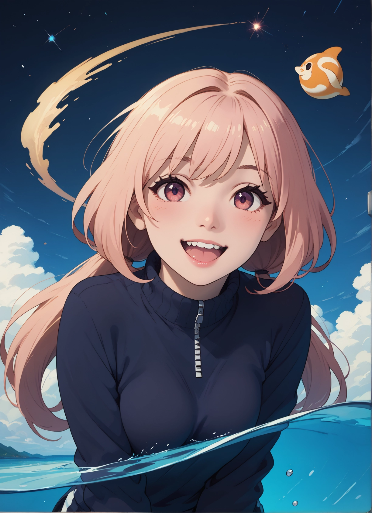 1girl, open mouth, solo, twintails, smile, looking at viewer · Yamete.gg