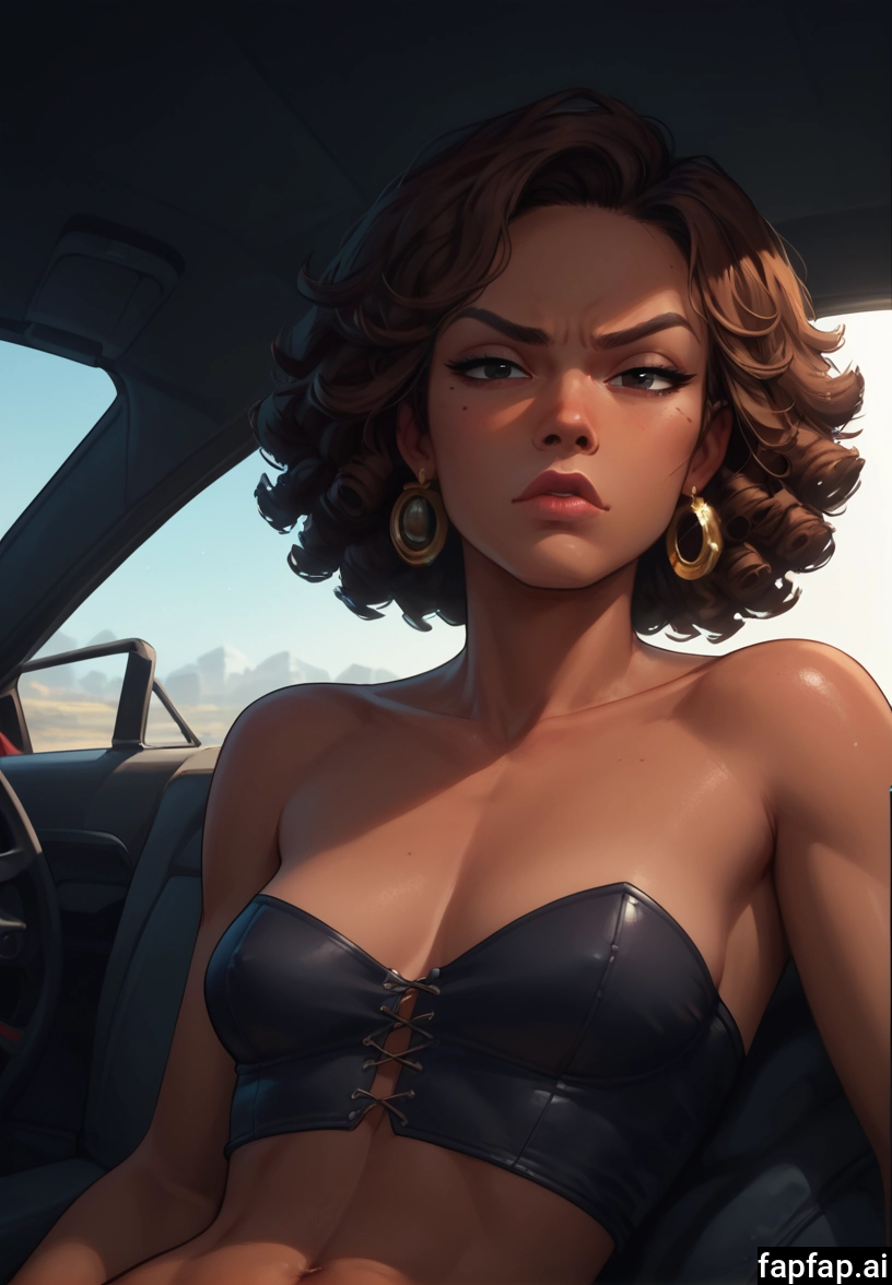 1girl, solo, breasts, earrings, jewelry, curly hair