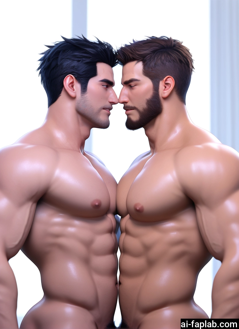 multiple boys, muscular, muscular male, pectorals, 2boys, bara