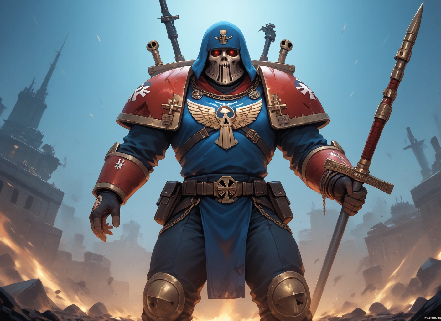 weapon, solo, polearm, 1boy, hood, gloves · Yamete.gg
