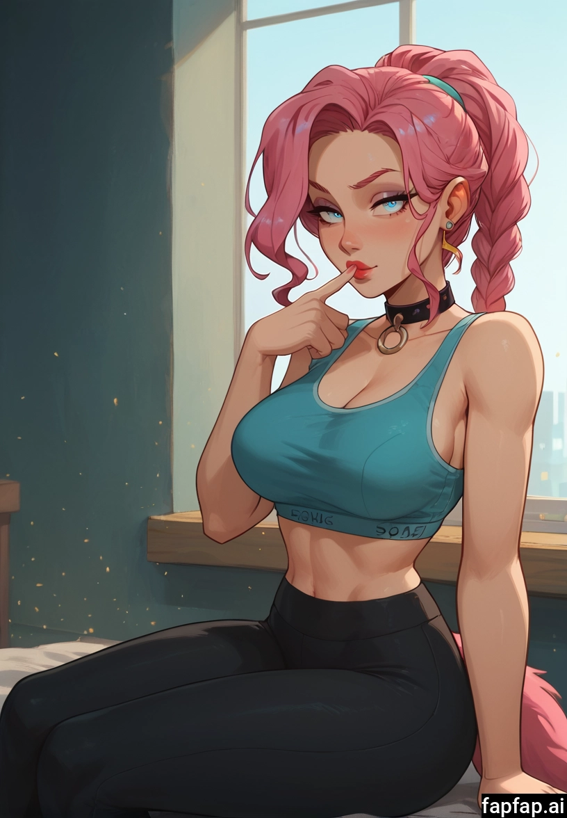 1girl, breasts, pink hair, solo, braid, blue eyes