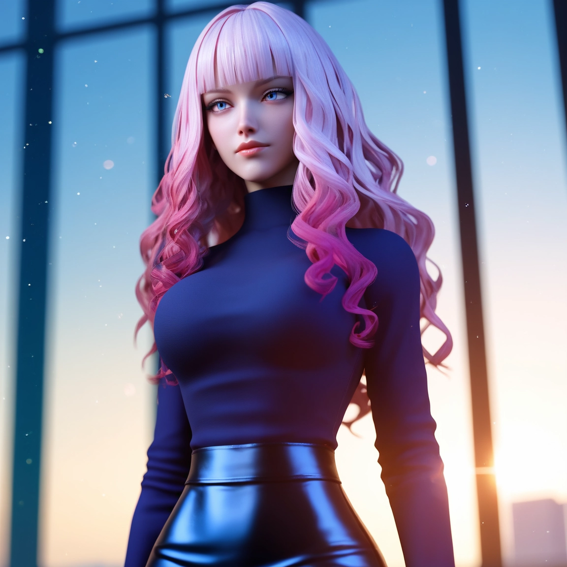 1girl, solo, blue eyes, pink hair, long hair, breasts · Yamete.gg