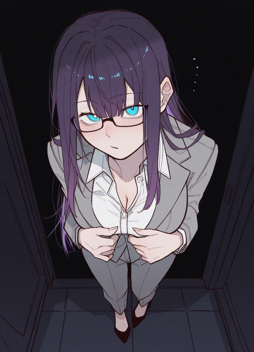 1girl, breasts, glasses, cleavage, solo, long hair · Yamete.gg