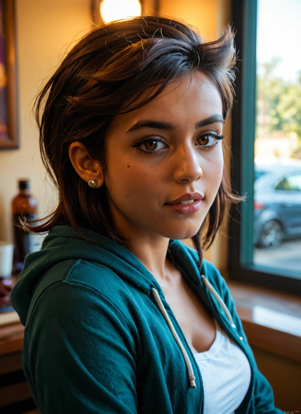 1girl, solo, jewelry, earrings, brown eyes, looking at viewer · Yamete.gg