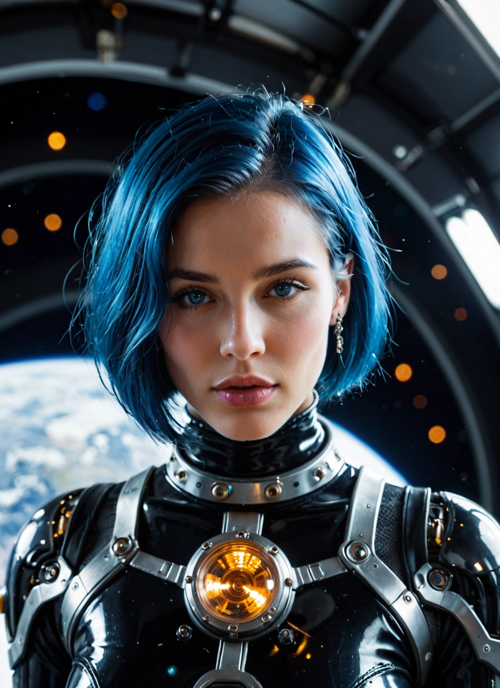 1girl, solo, jewelry, earrings, blue eyes, short hair · Yamete.gg