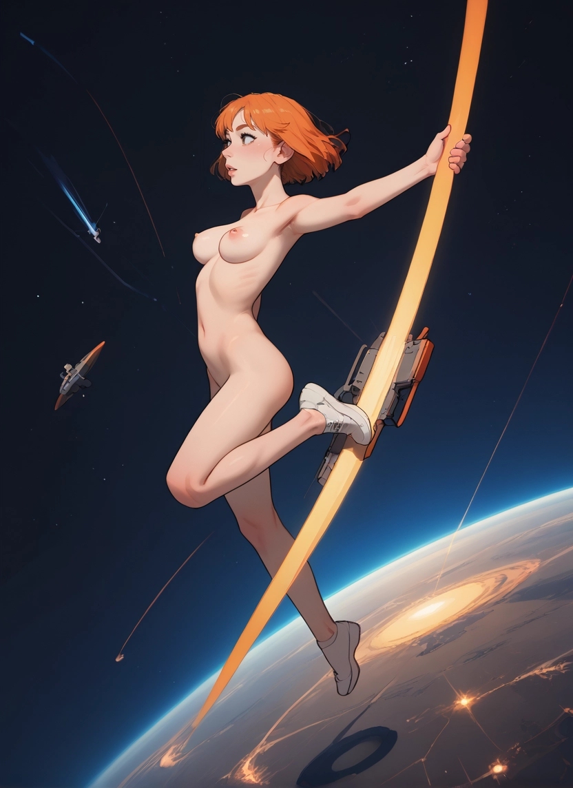 1girl, nipples, breasts, nude, short hair, solo
