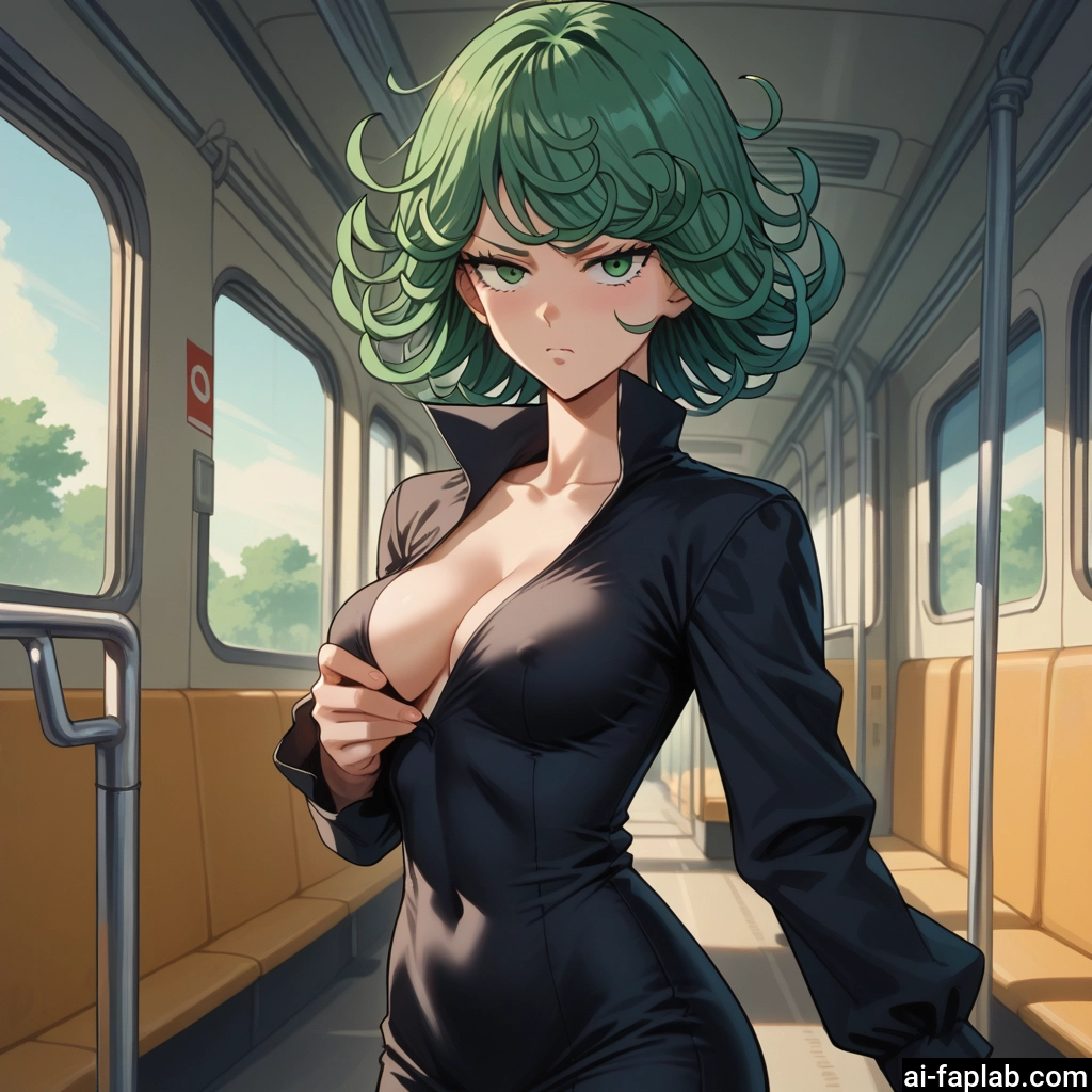 1girl, breasts, green eyes, solo, green hair, dress