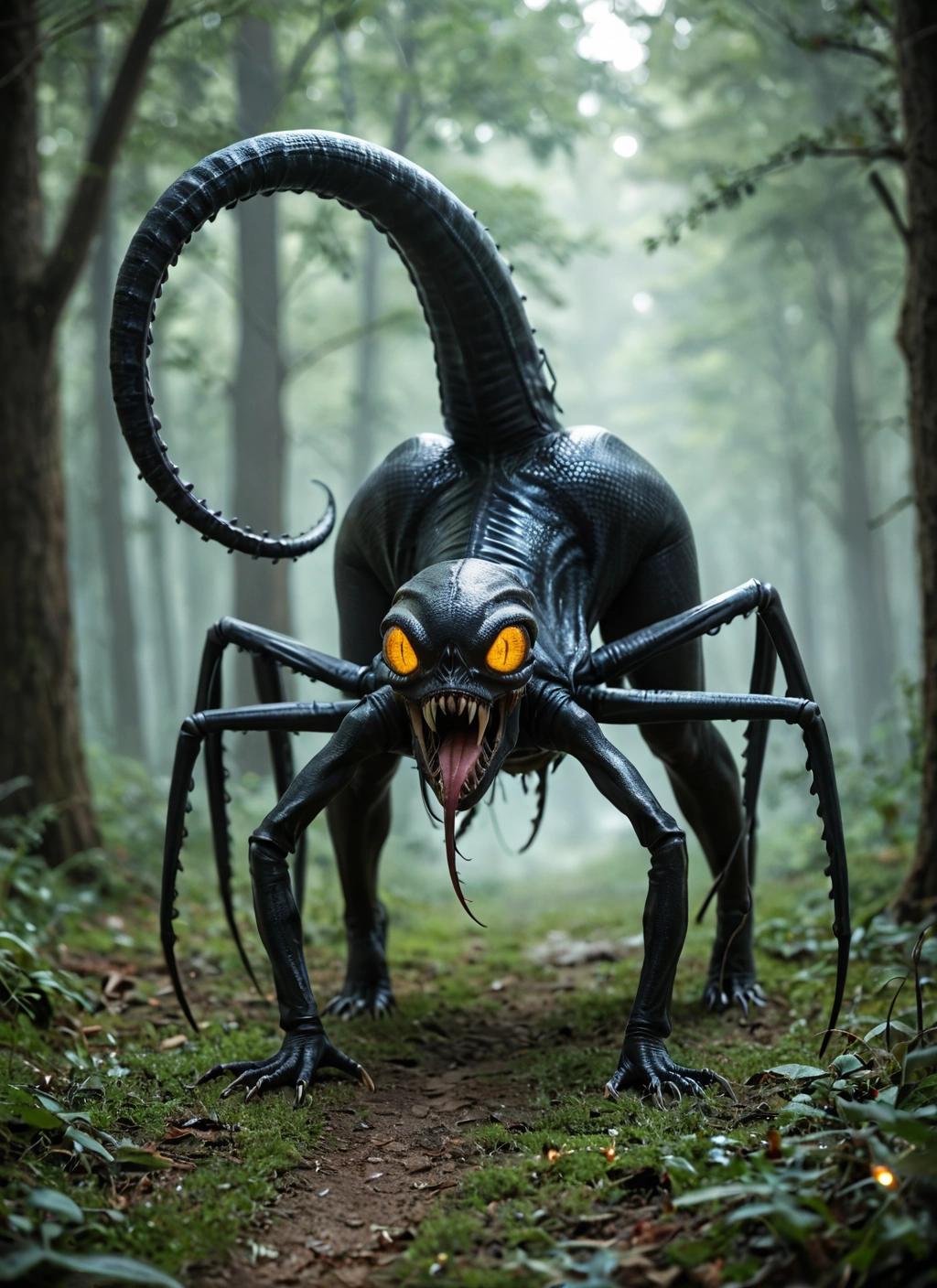 no humans, nature, forest, sharp teeth, teeth, tree · Yamete.gg