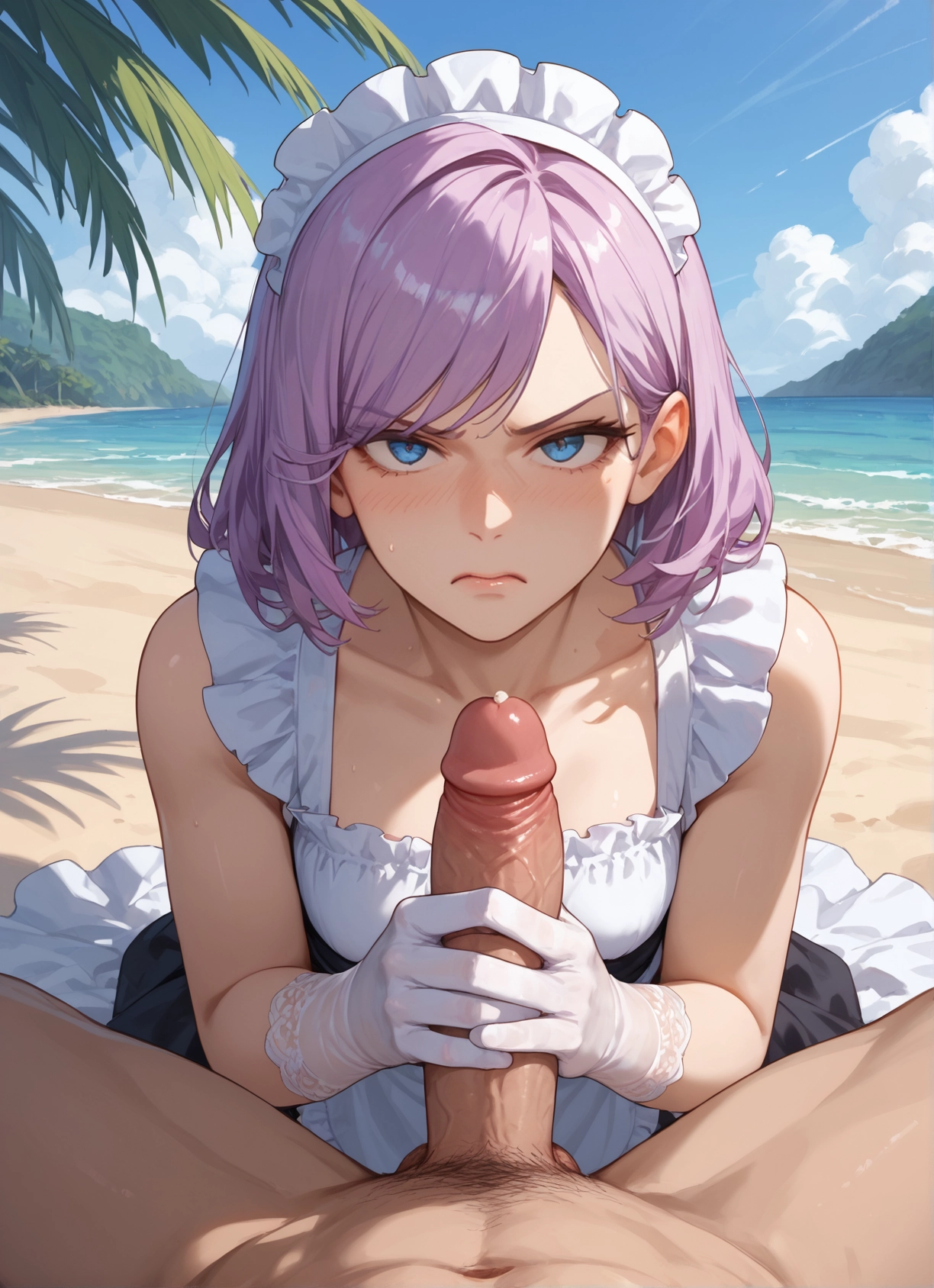 1girl, hetero, 1boy, penis, gloves, blue eyes · Yamete.gg