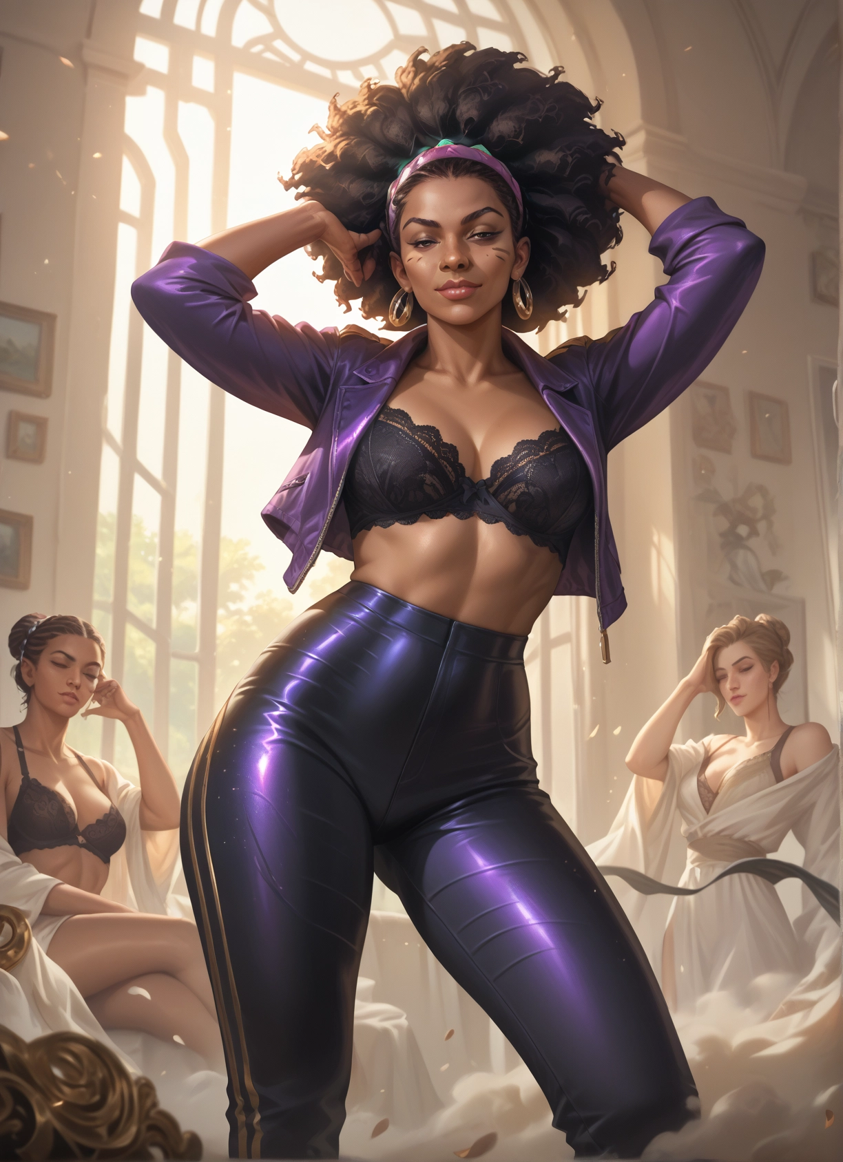 underwear, multiple girls, bra, breasts, jewelry, earrings · Yamete.gg