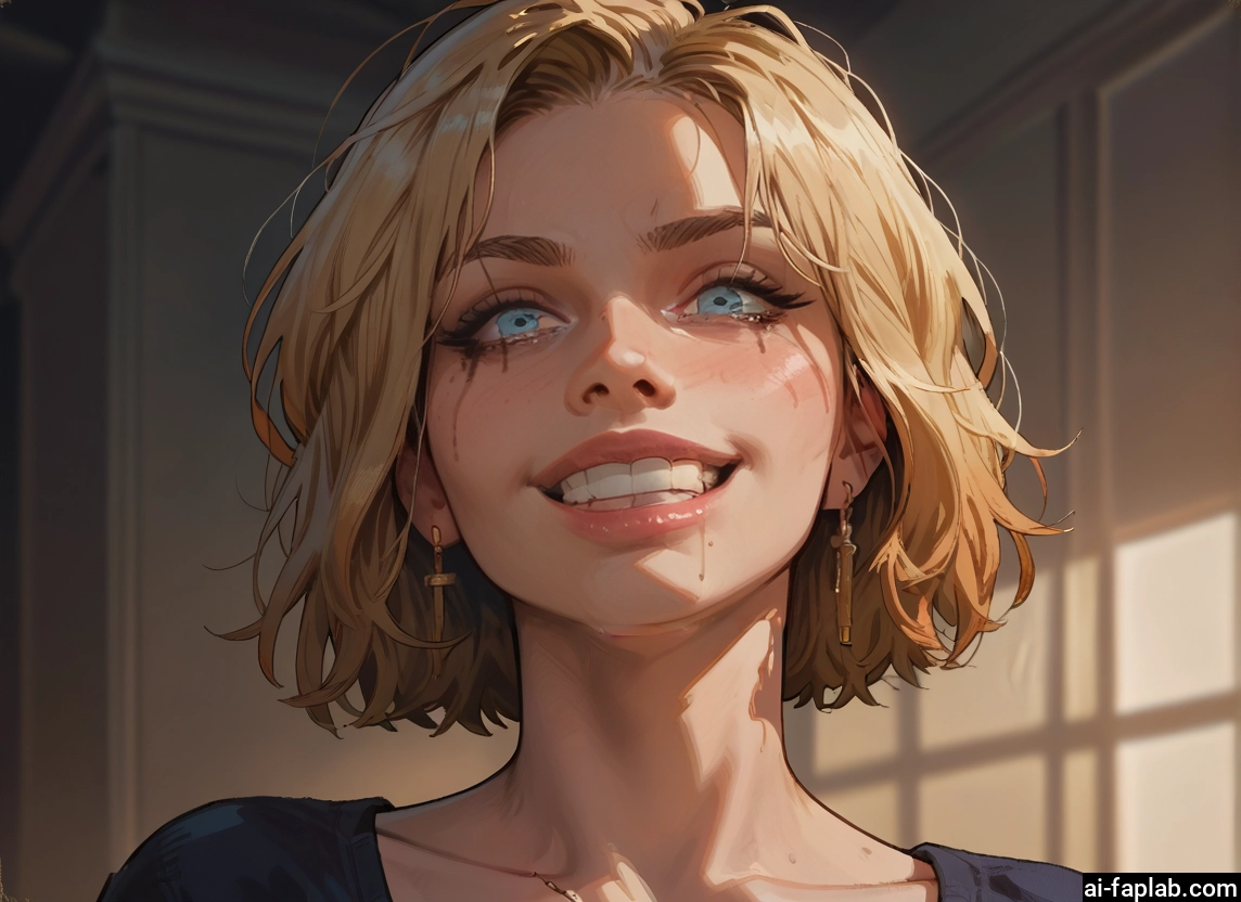 1girl, solo, blonde hair, jewelry, earrings, blue eyes · Yamete.gg